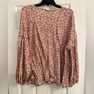 Red and White Floral Top